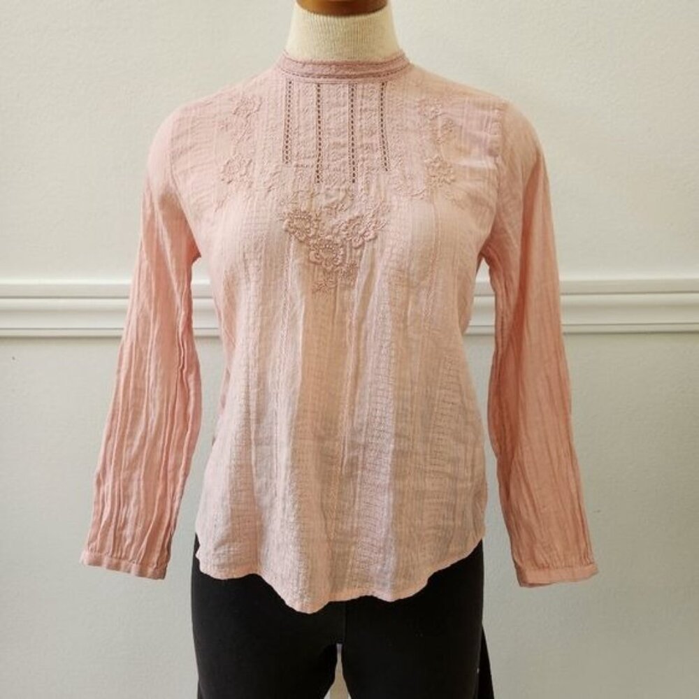 Abercrombie & Fitch Mock Neck Lace Blouse size XS - Picture 2 of 11